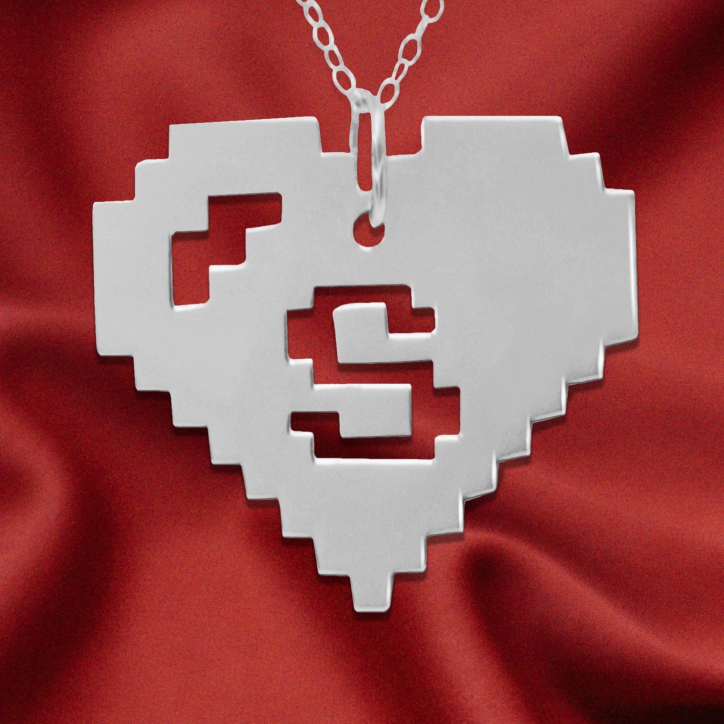 8 Bit Heart Initial Necklace