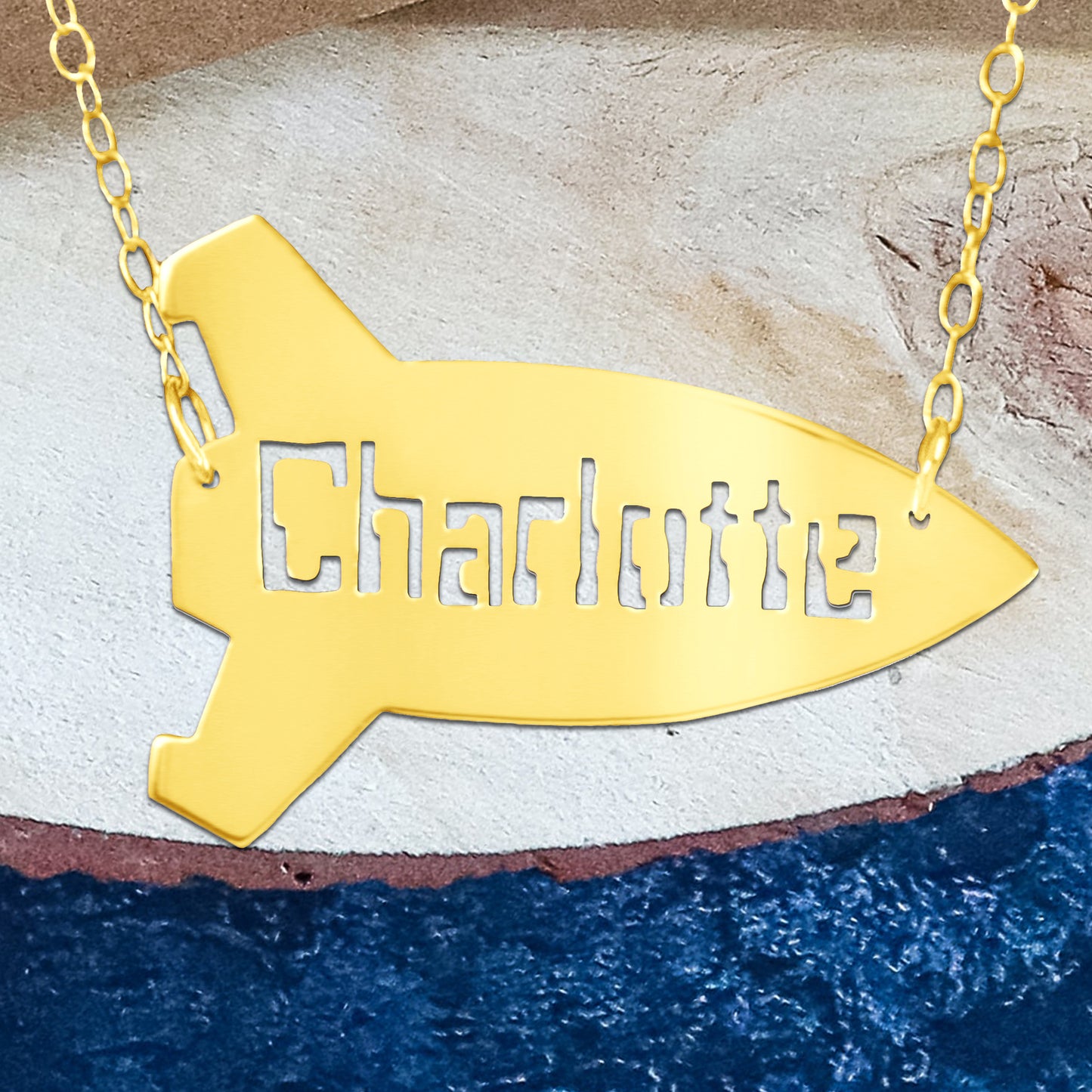 Space Rocket Name Necklace