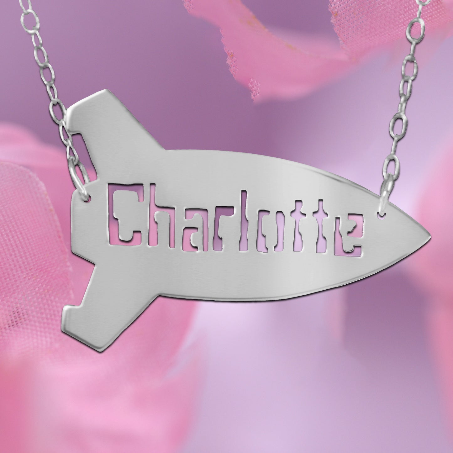 Space Rocket Name Necklace