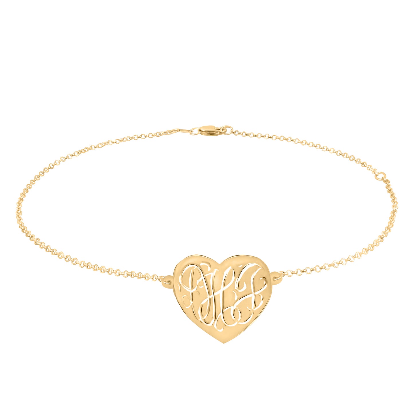 Heart Engraved Monogram Anklet