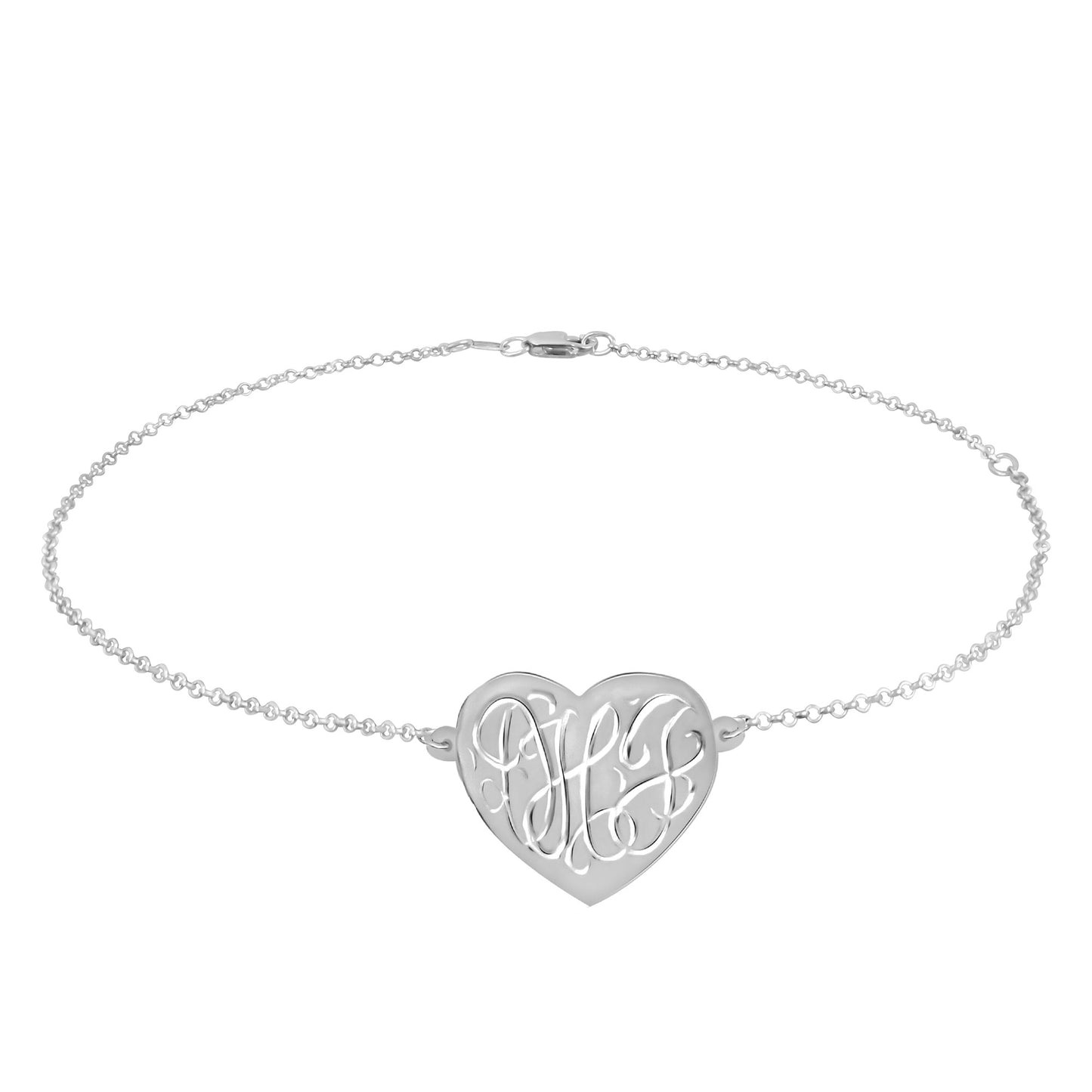 Heart Engraved Monogram Anklet