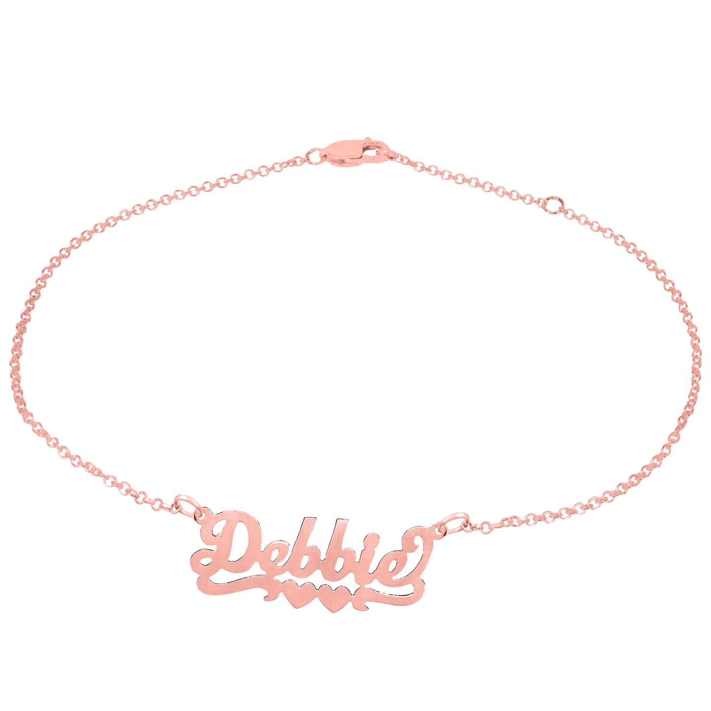 Personalized Script Name Anklet with Heart Tail