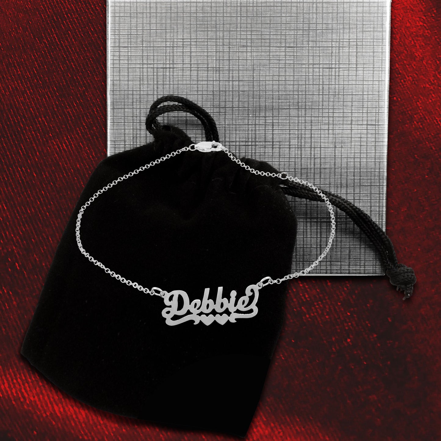 Personalized Script Name Anklet with Heart Tail