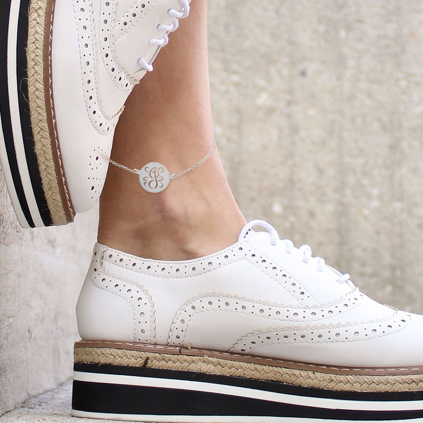 Fancy Script Cut Out Initial Anklet
