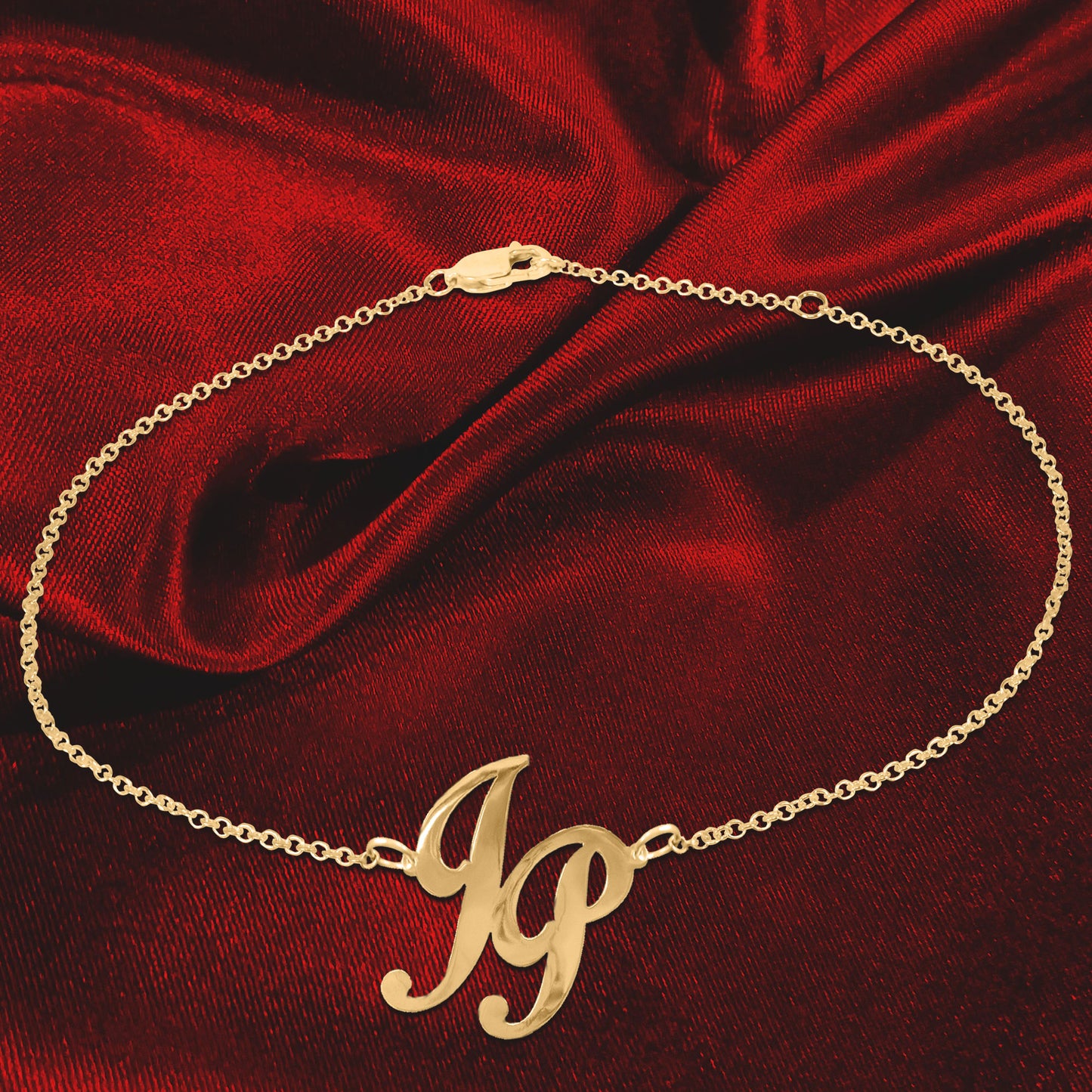 Personalized Offset Two Initial Monogram Anklet