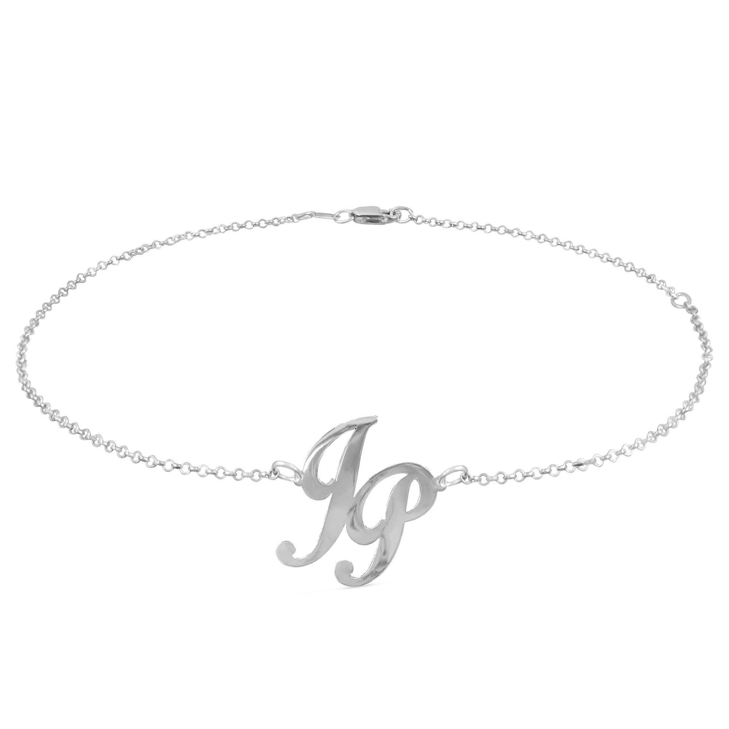 Personalized Offset Two Initial Monogram Anklet