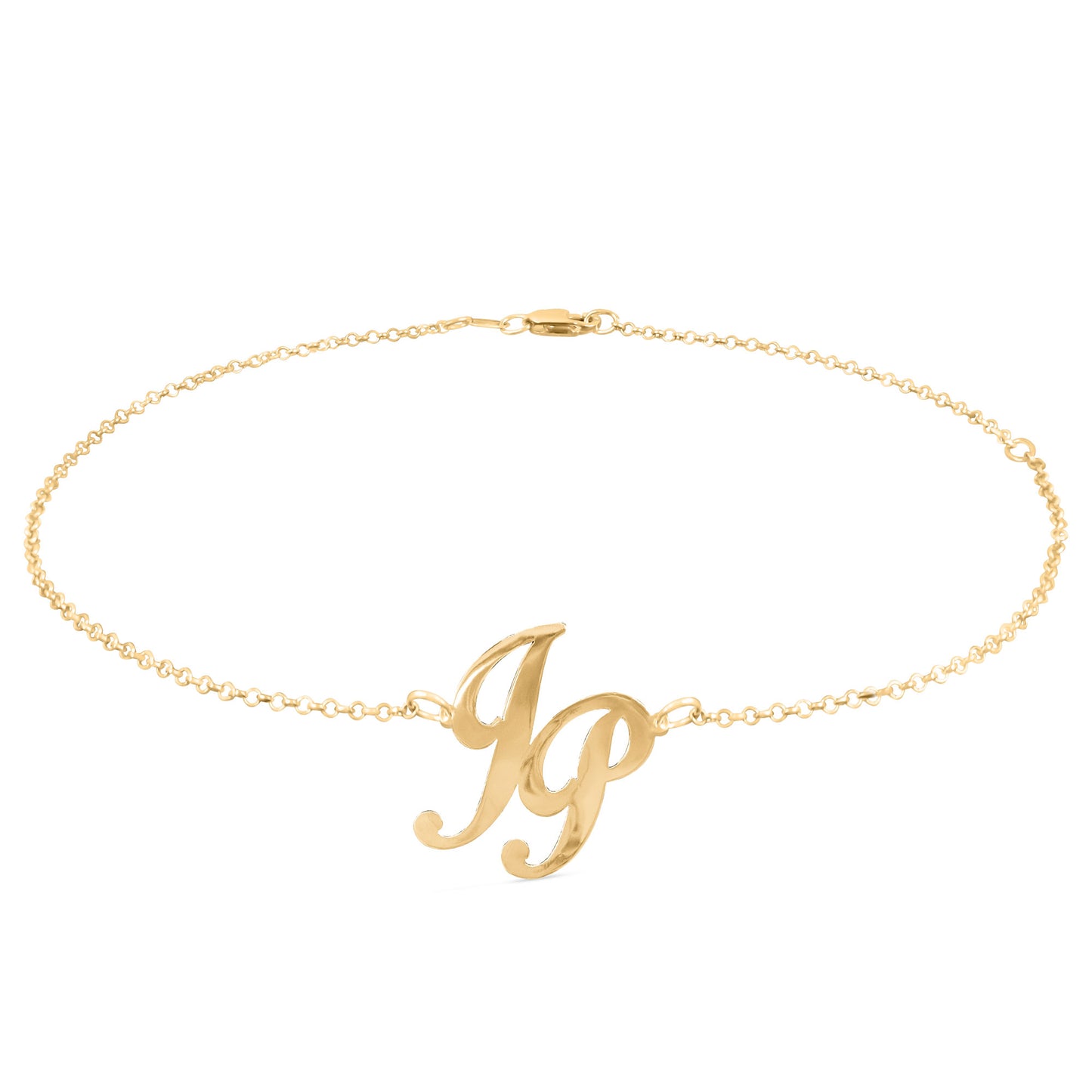 Personalized Offset Two Initial Monogram Anklet