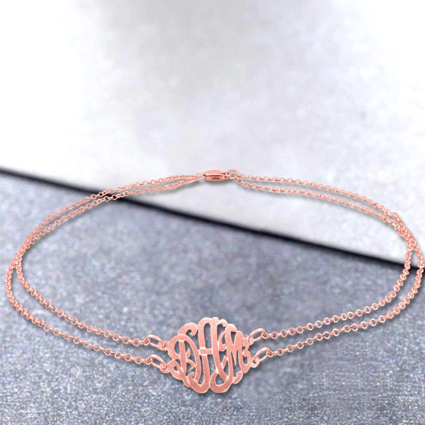 Double Chain Monogram Anklet