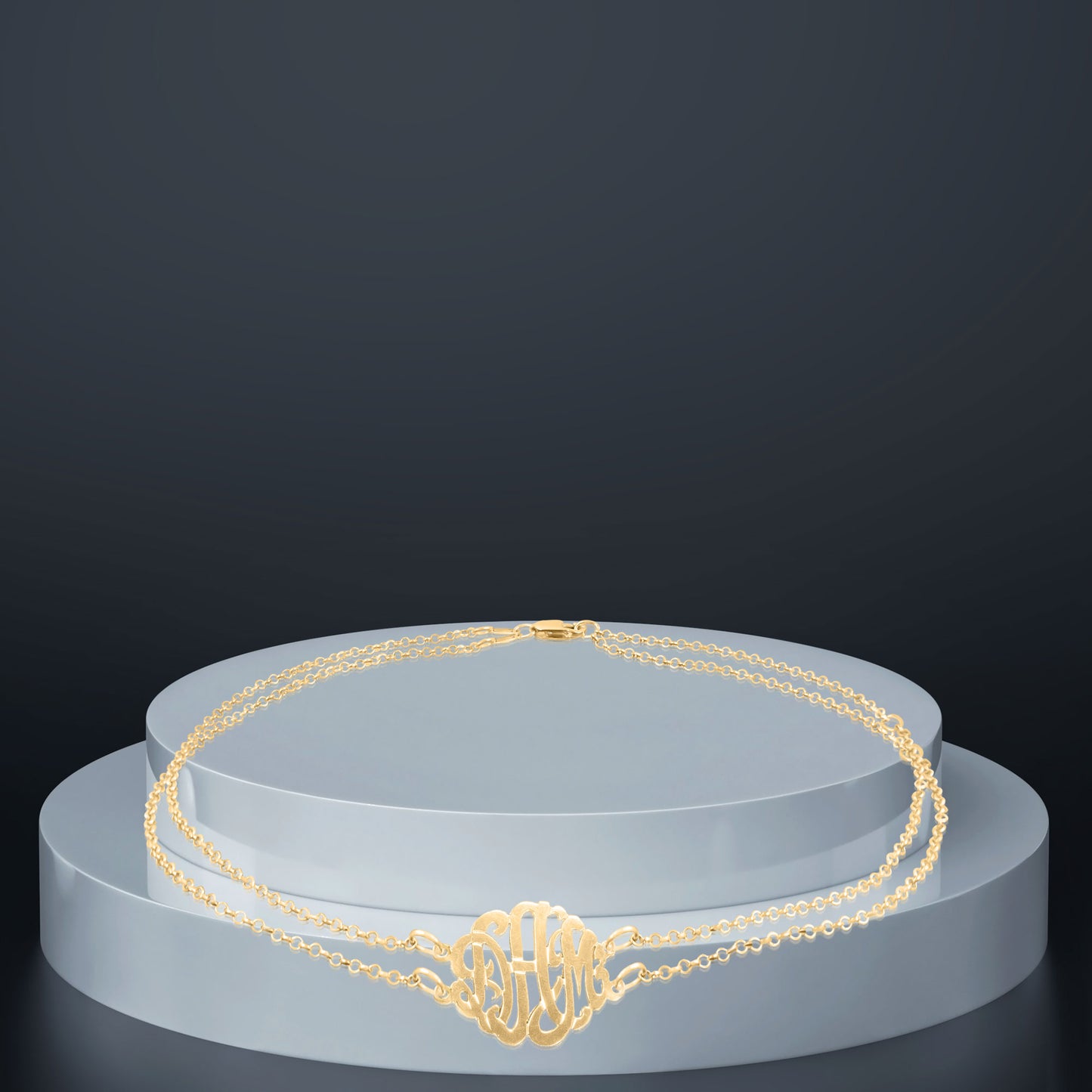 Double Chain Monogram Anklet