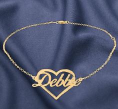 Script Name in Heart Anklet