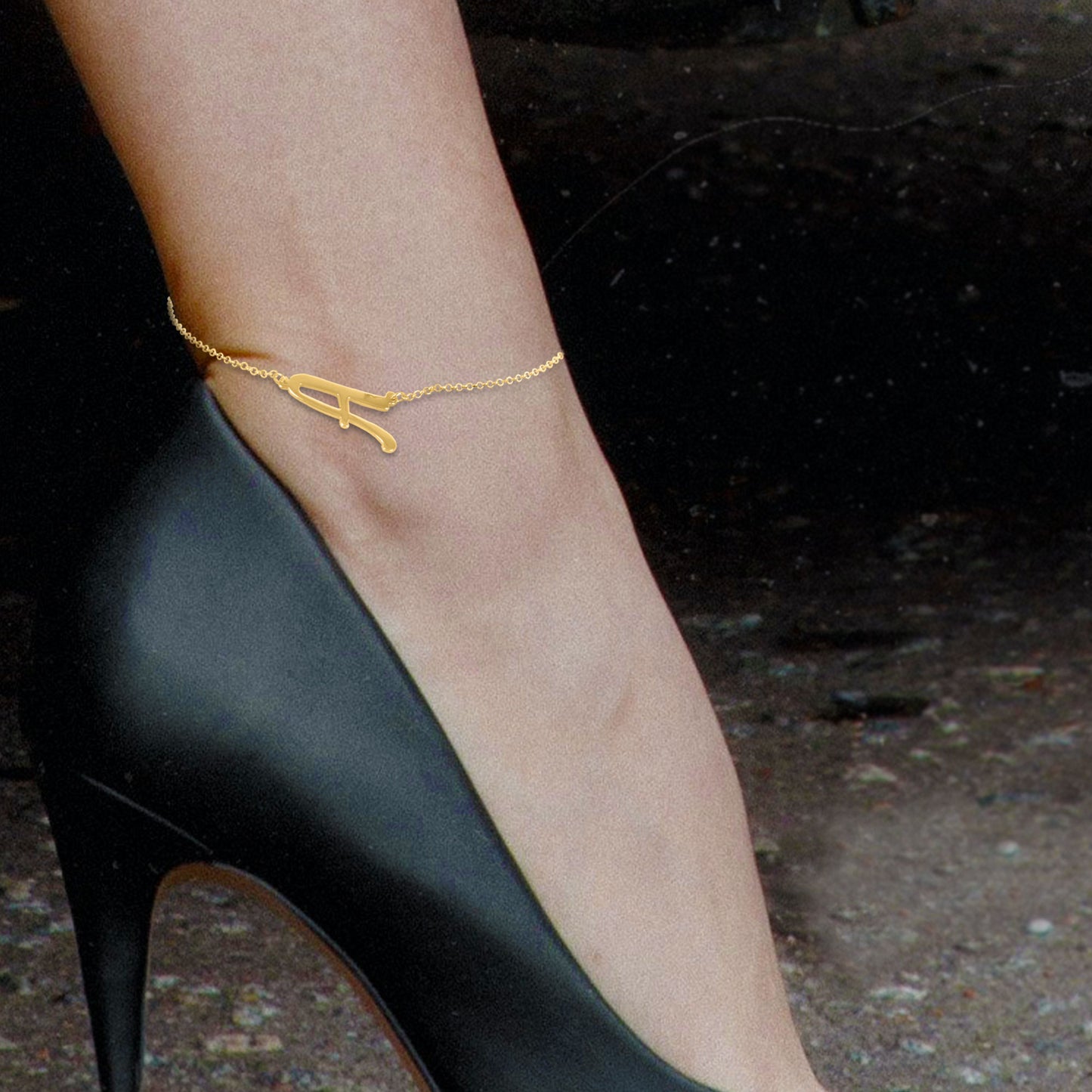 Large Balanced Script Initial Anklet