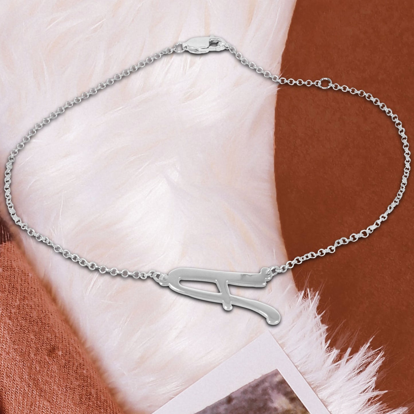 Large Balanced Script Initial Anklet