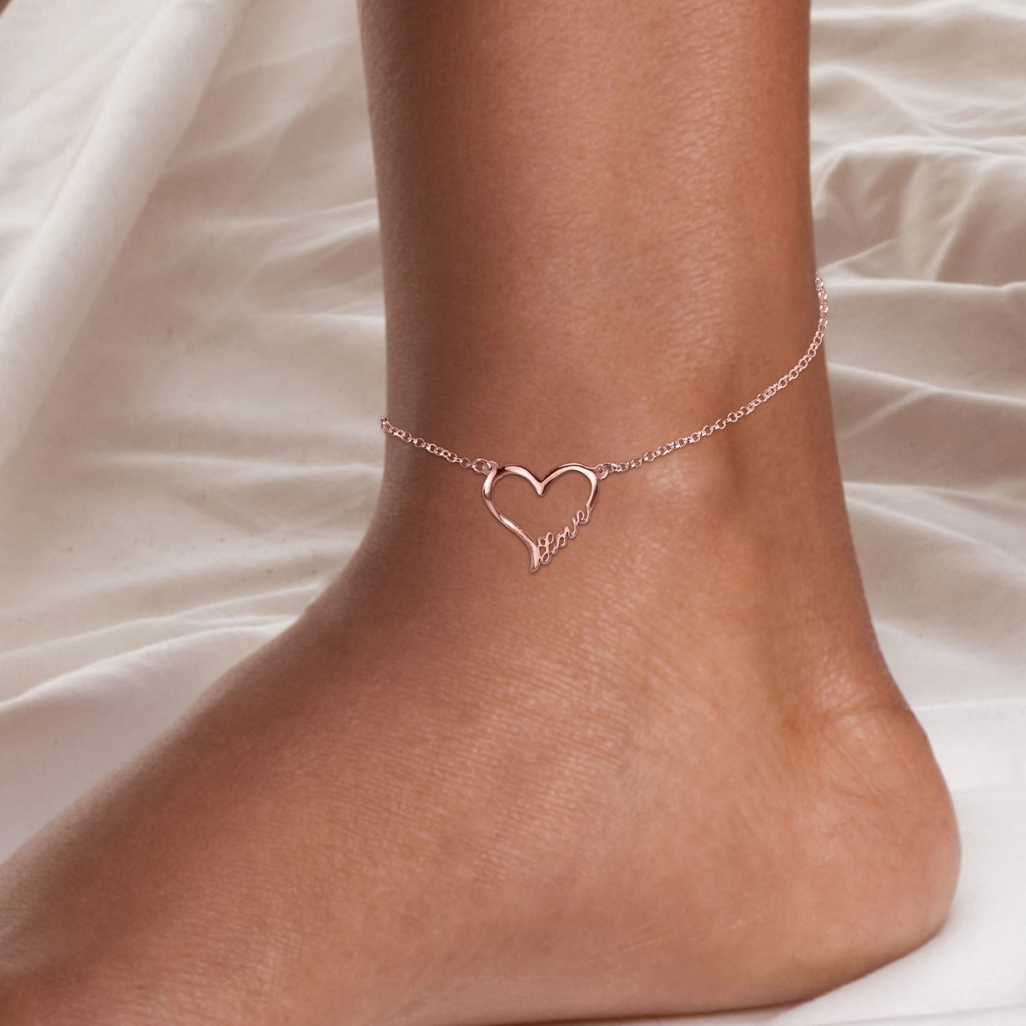 Open Heart "LOVE" Anklet