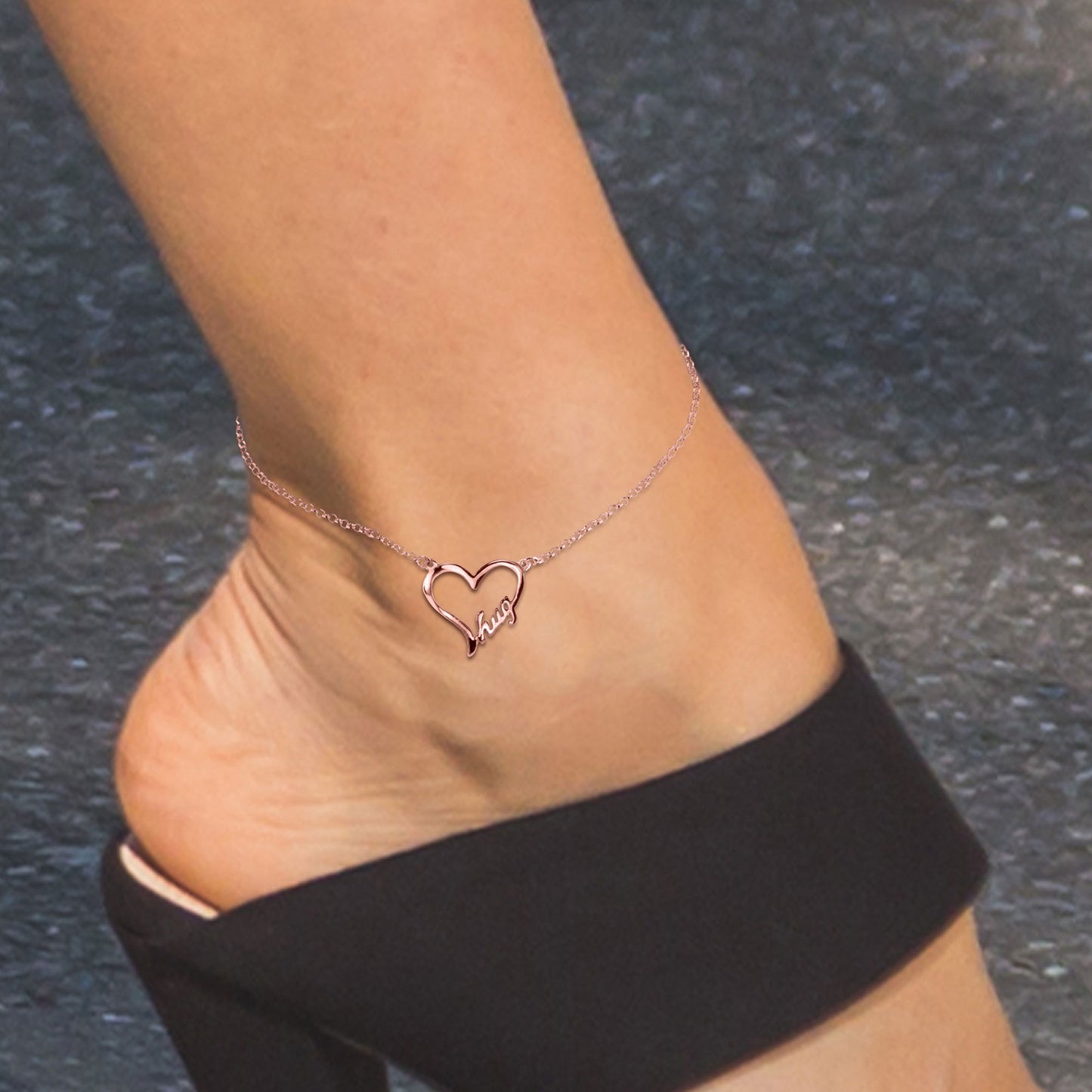 Open Heart "HUG" Anklet