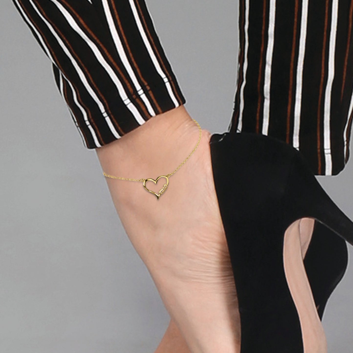 Open Heart "HUGS & KISSES" Anklet