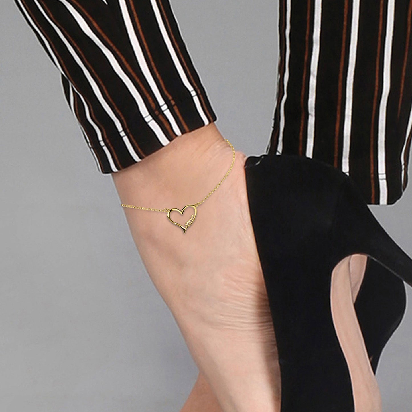 Open Heart "HUGS & KISSES" Anklet