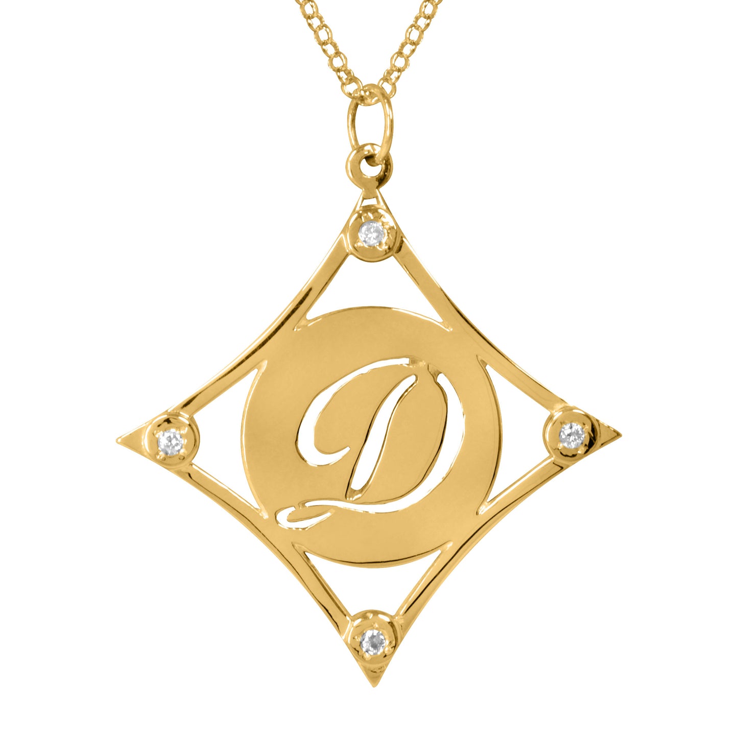 Diamond Shaped Diamond Accent Initial Pendant