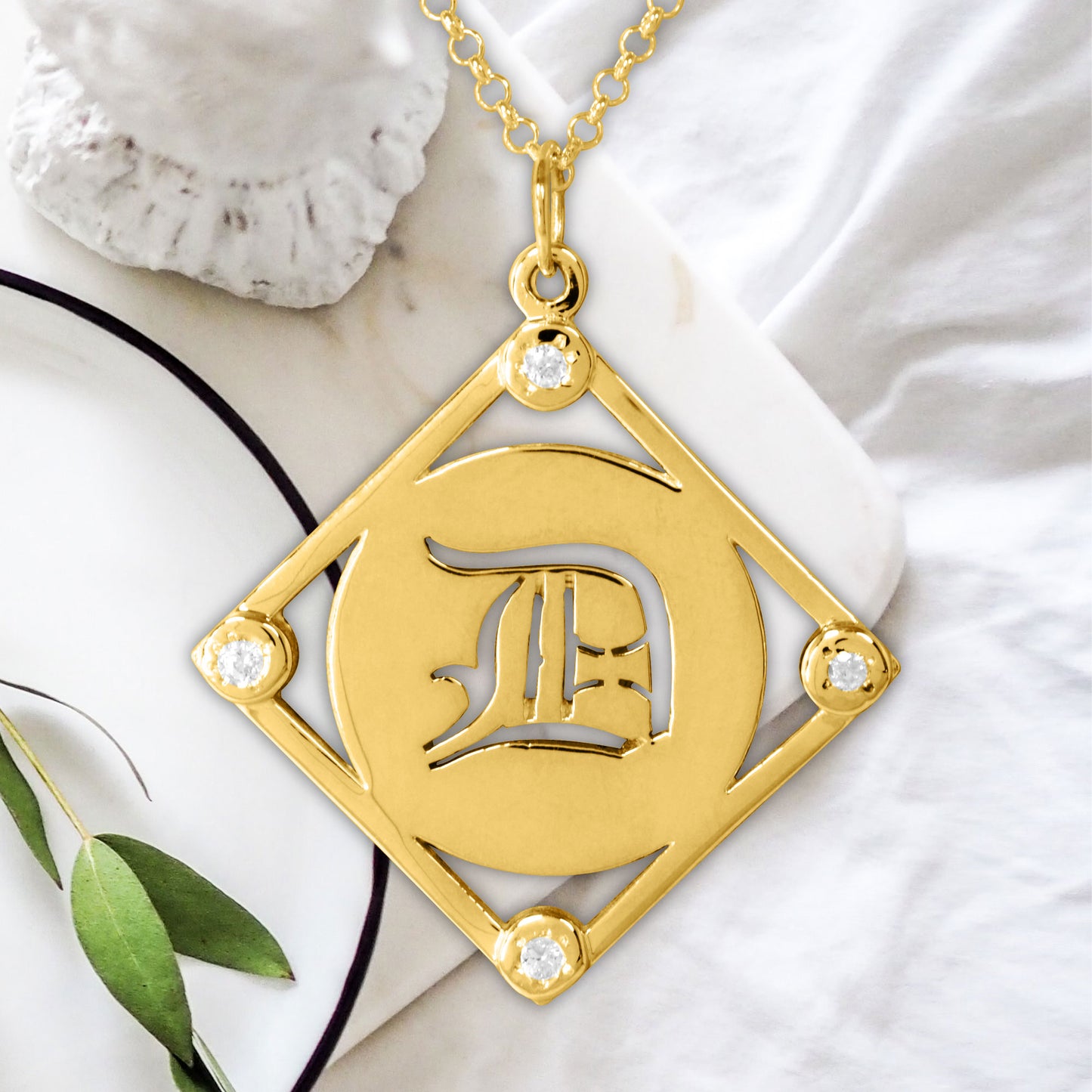 Personalized Dimond Accent American Gothic Initial Pendant