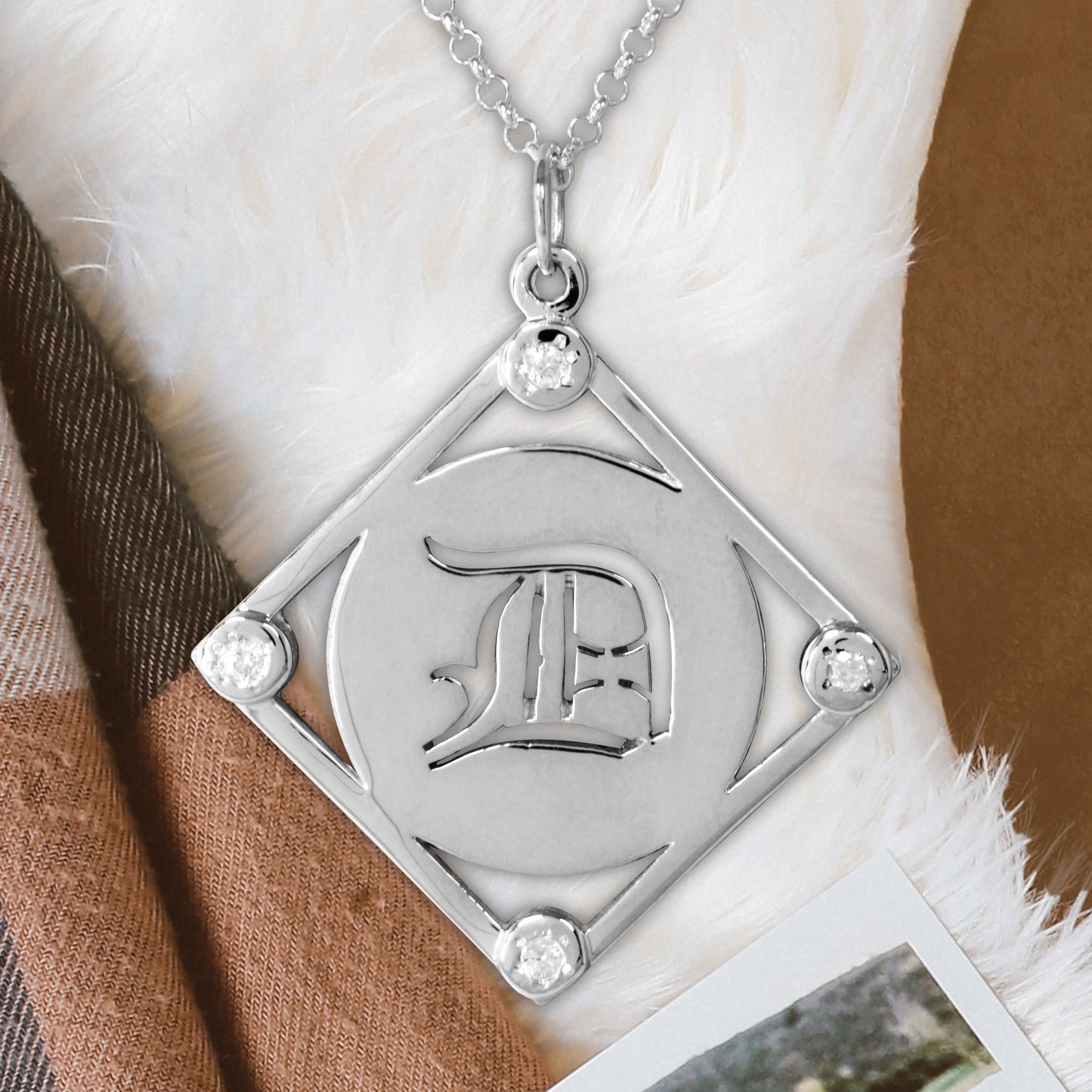 Personalized Dimond Accent American Gothic Initial Pendant