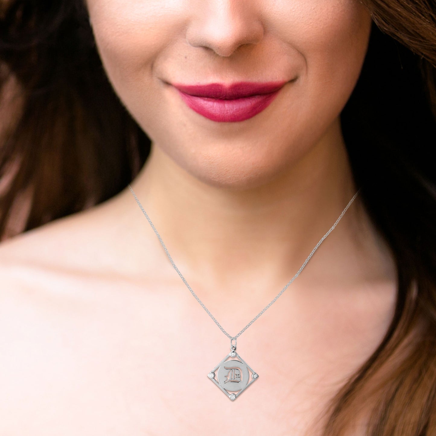Personalized Dimond Accent American Gothic Initial Pendant