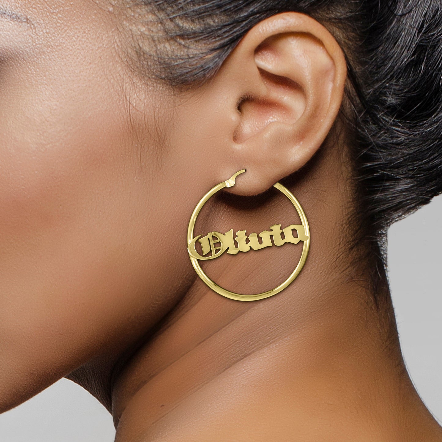 Classic Name Hoop Earring