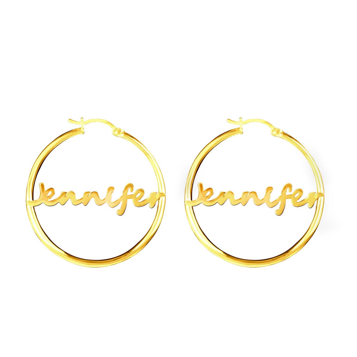 Transitional Script Name Hoop Earring
