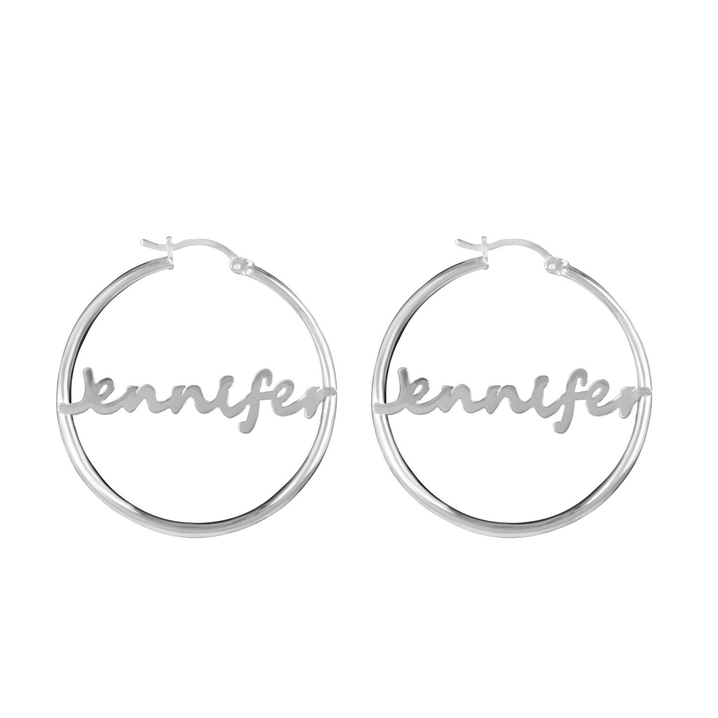Transitional Script Name Hoop Earring