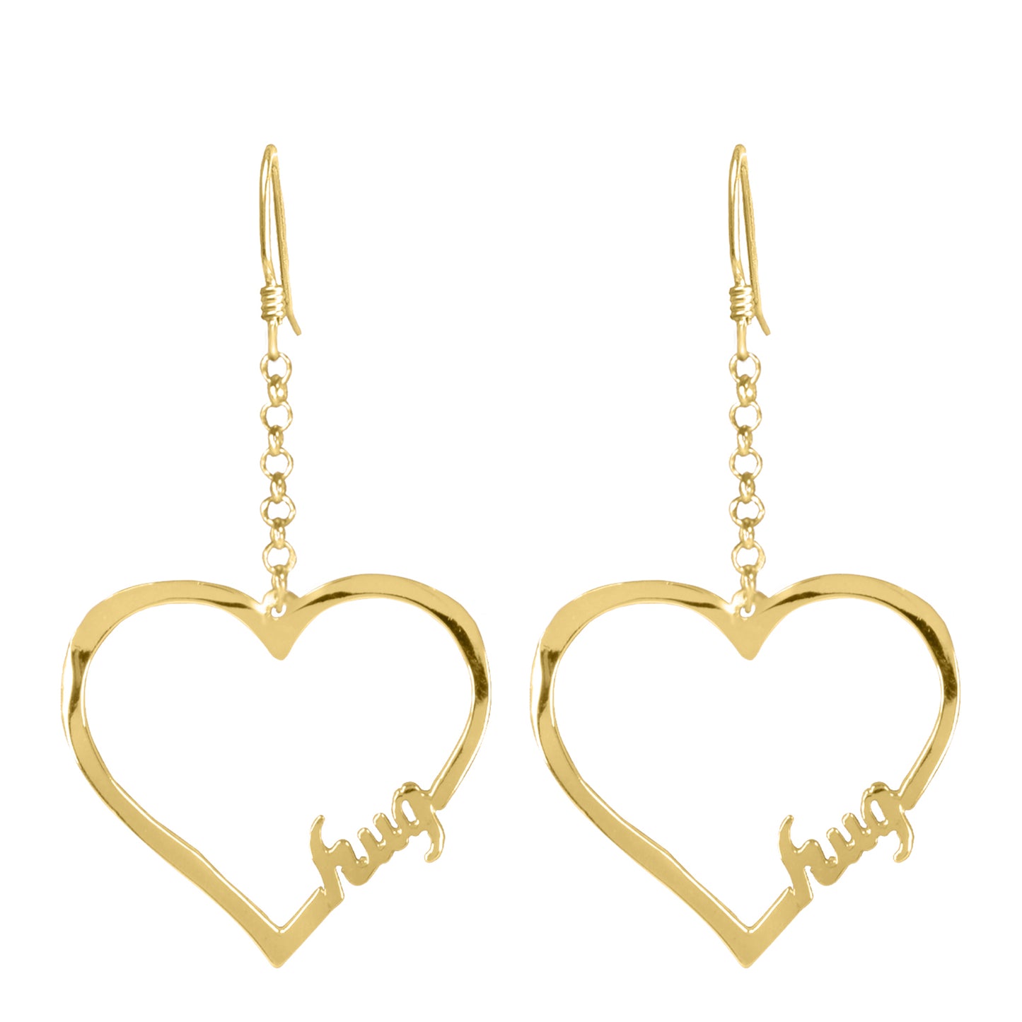 Open Heart "HUG " Drop Earrings