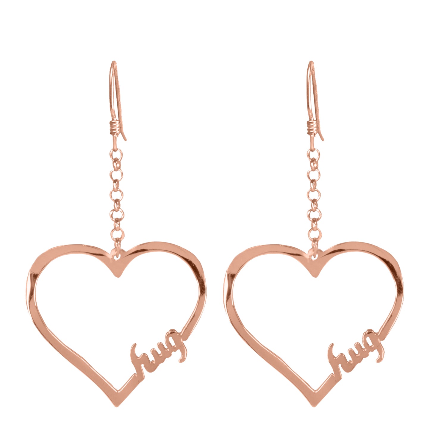 Open Heart "HUG " Drop Earrings