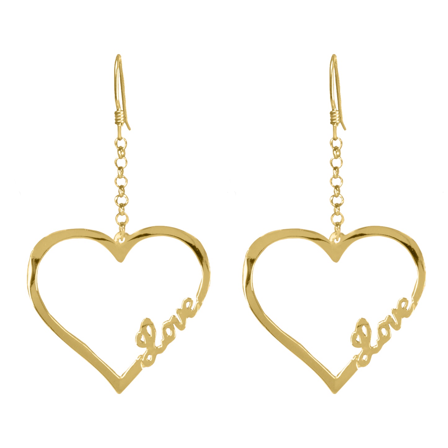 Open Heart "LOVE " Drop Earrings