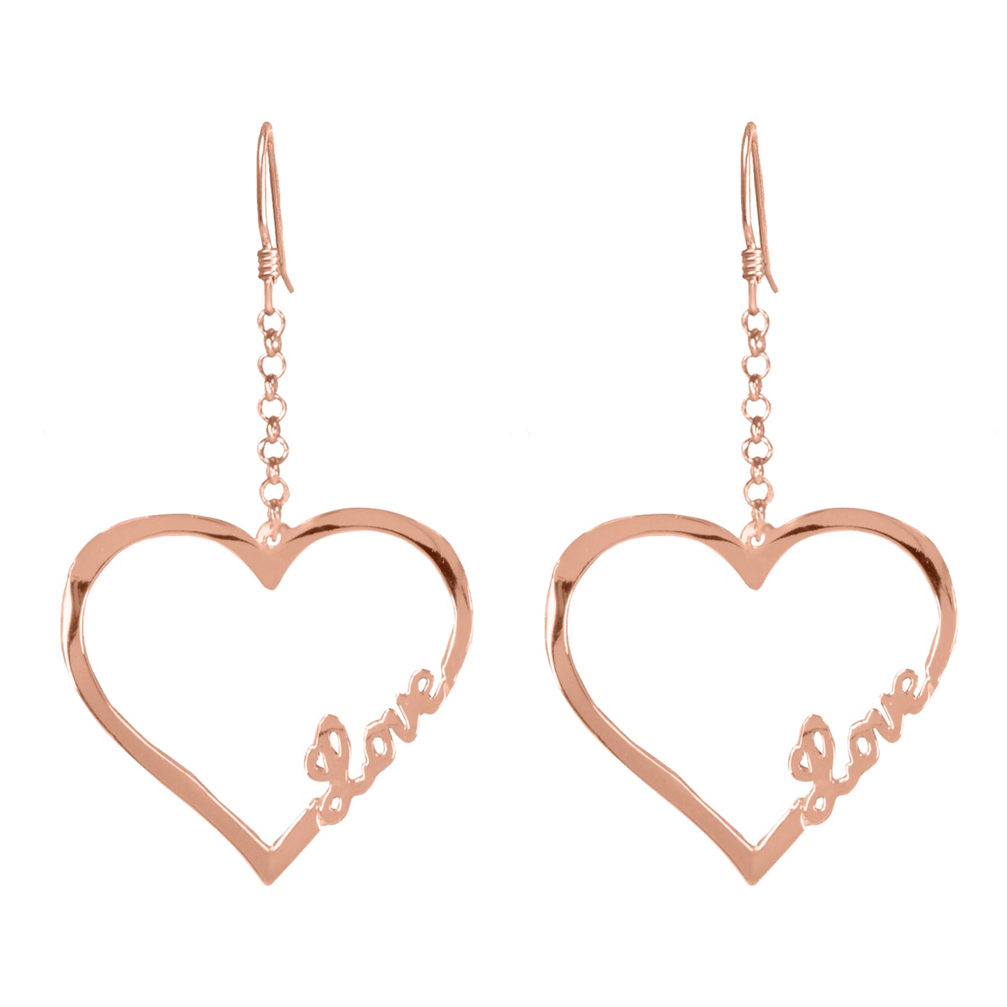 Open Heart "LOVE " Drop Earrings