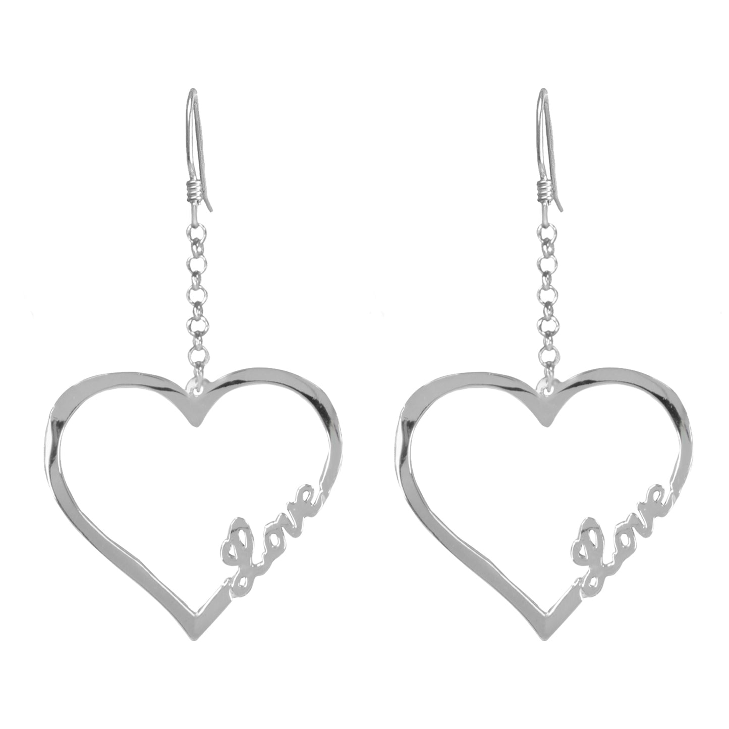 Open Heart "LOVE " Drop Earrings