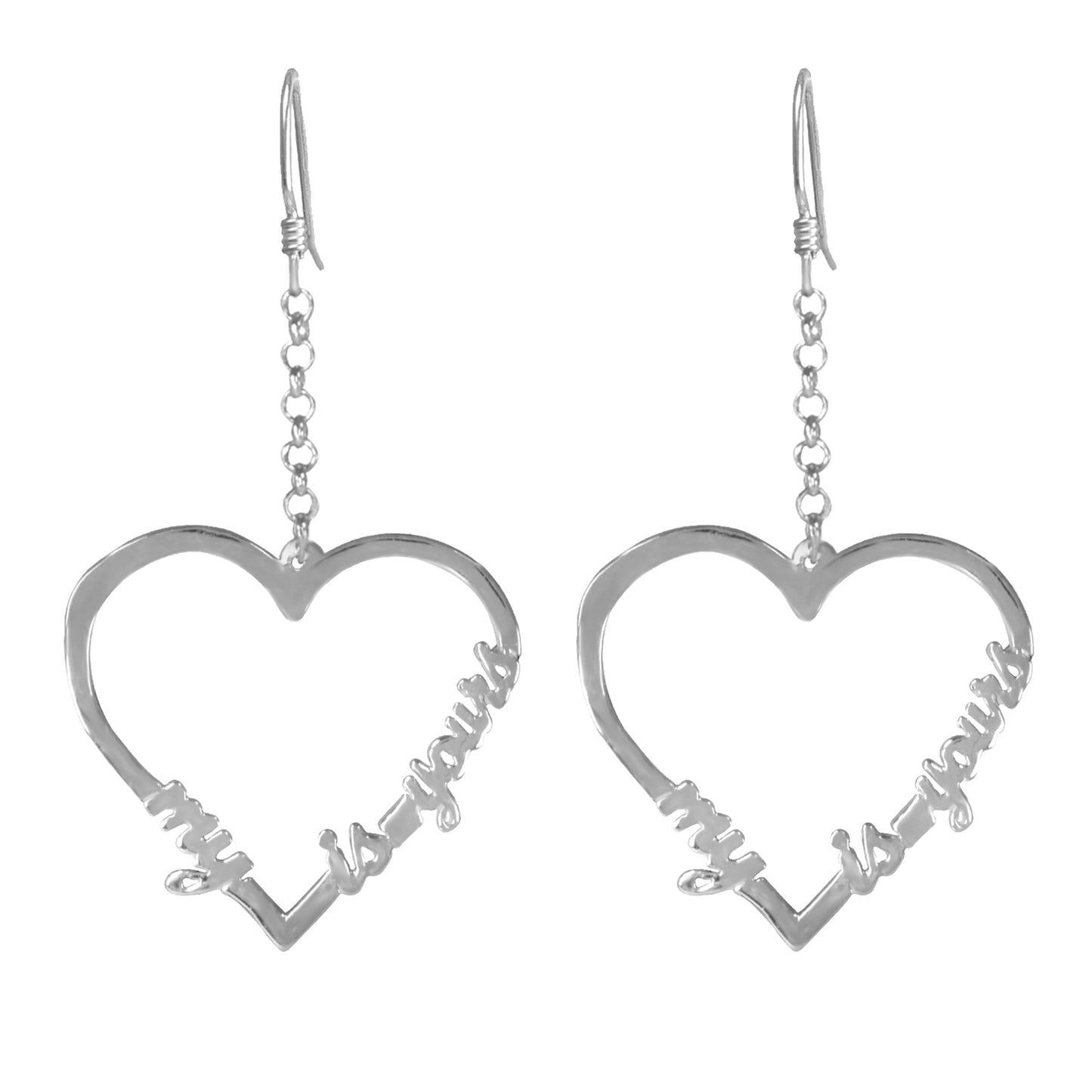 Open Heart "MY HEART IS YOURS " Drop Earrings