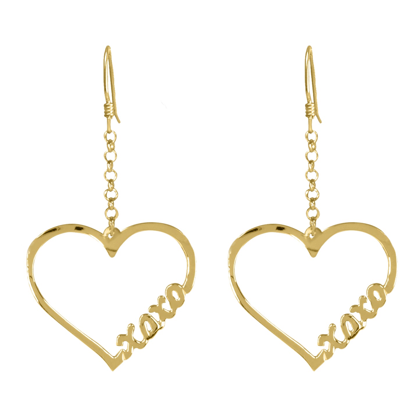 Open Heart "HUGS AND KISSES " Drop Earrings