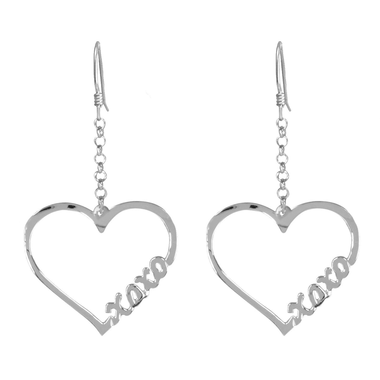 Open Heart "HUGS AND KISSES " Drop Earrings