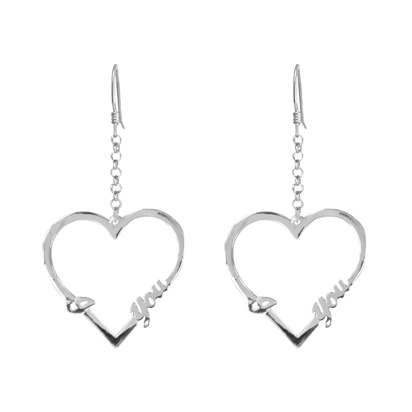 Open Heart "I LOVE YOU " Drop Earrings