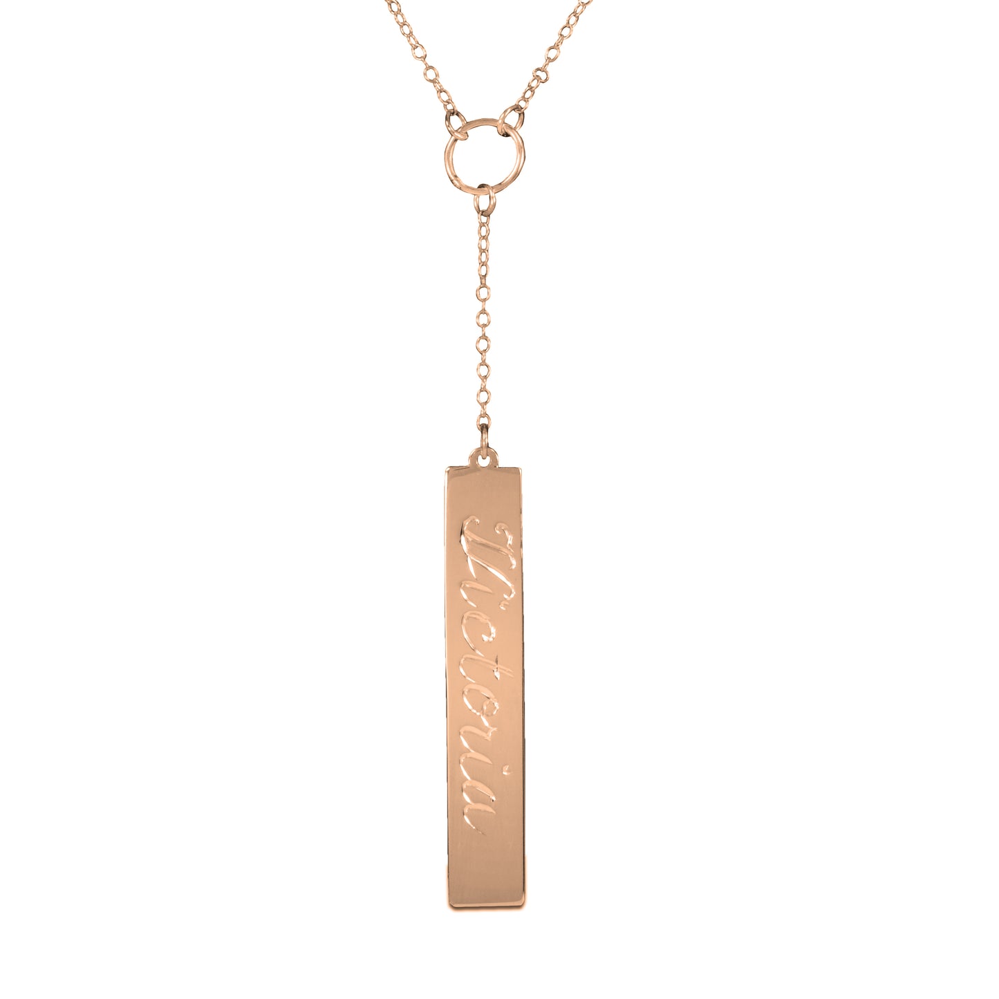 Personalized Engraved Lariat Drop Pendant