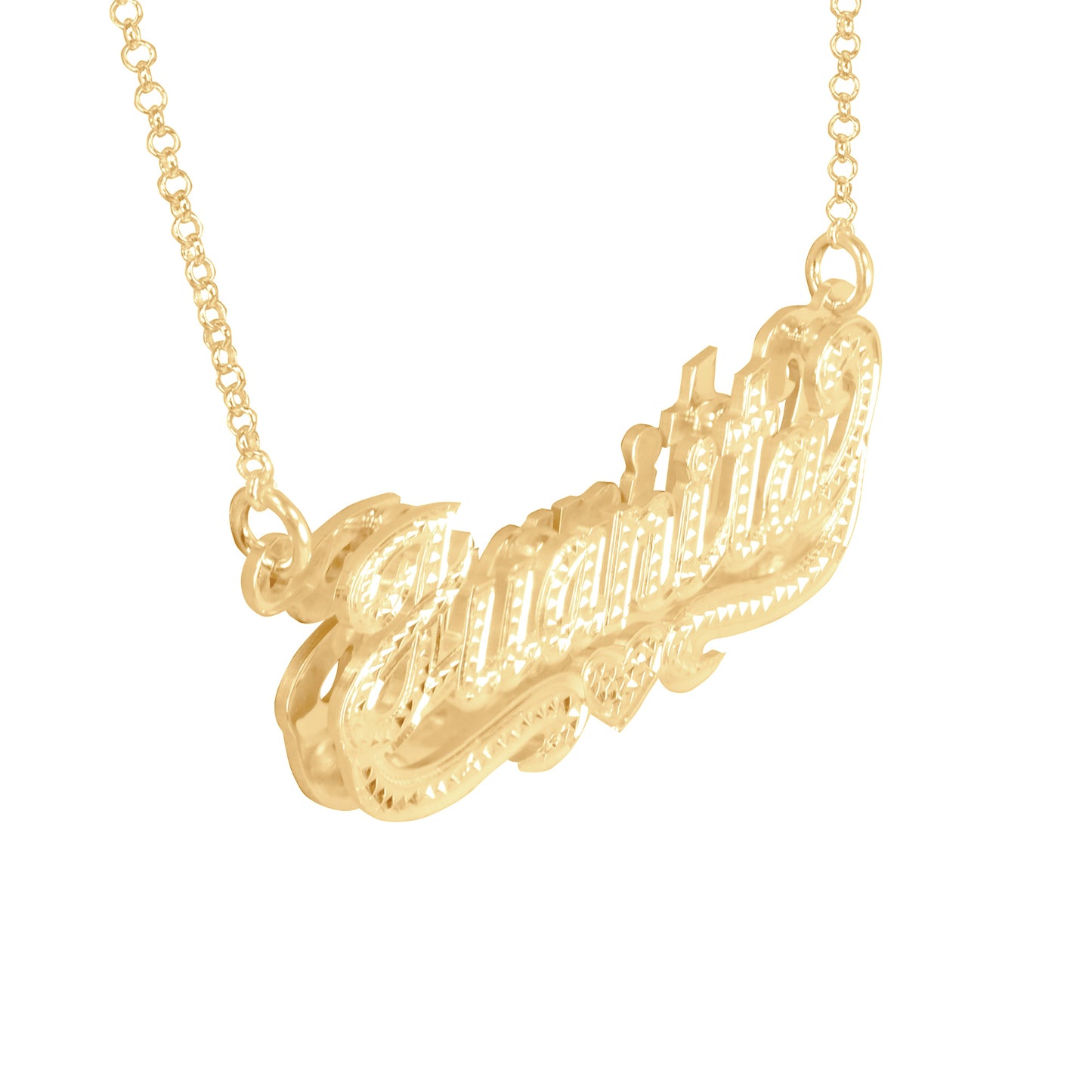 Double 3-D Full Diamond Nameplate with Heart