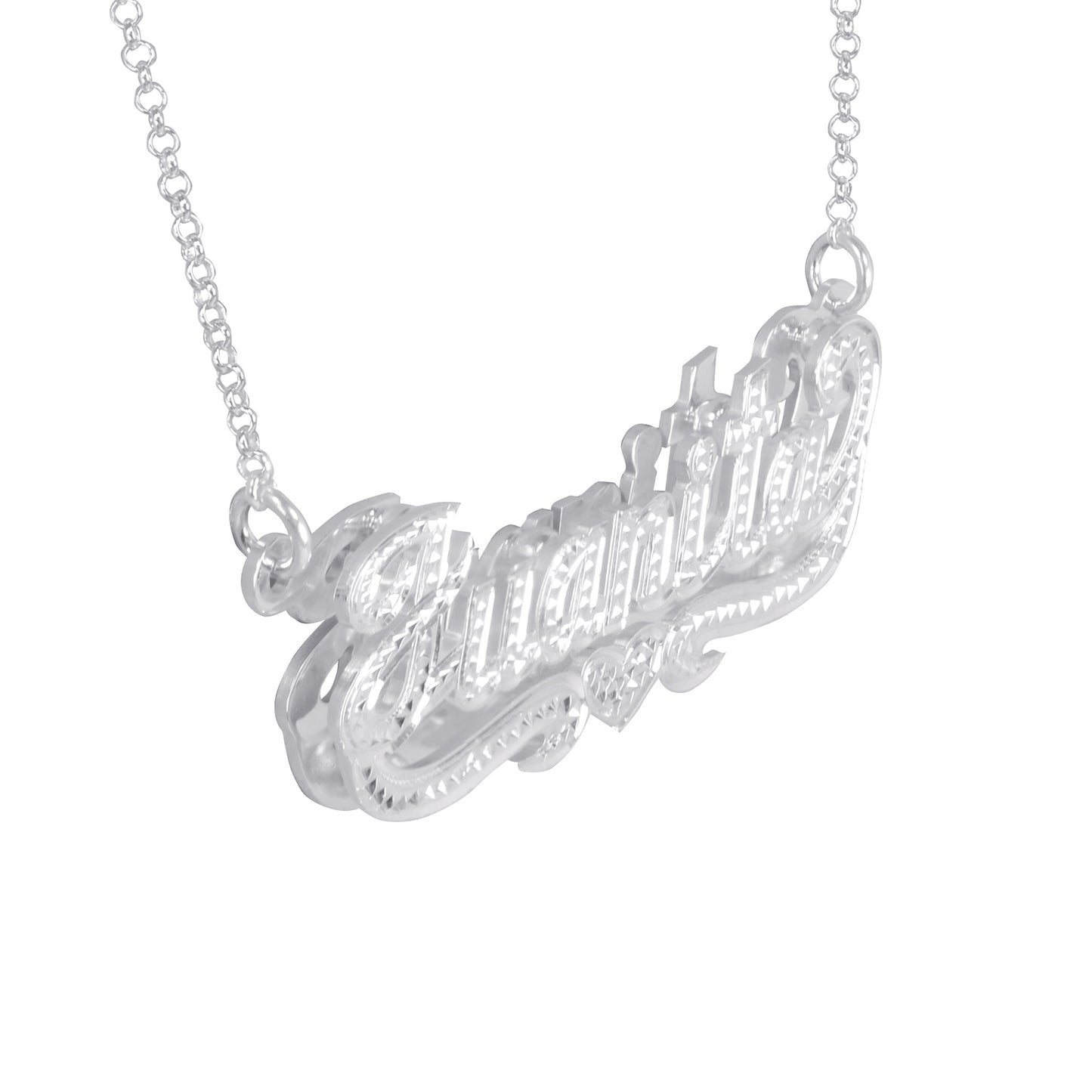 Double 3-D Full Diamond Nameplate with Heart