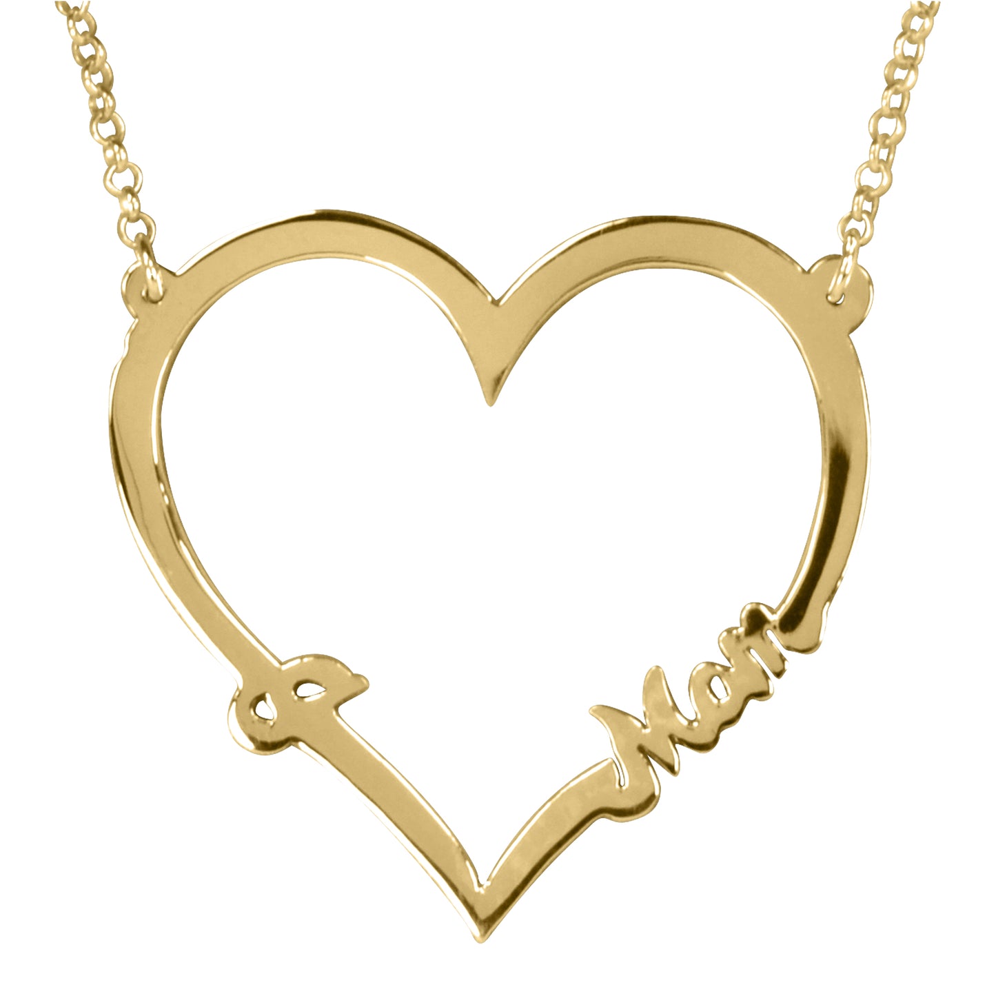 Open Heart "I LOVE MOM" Necklace