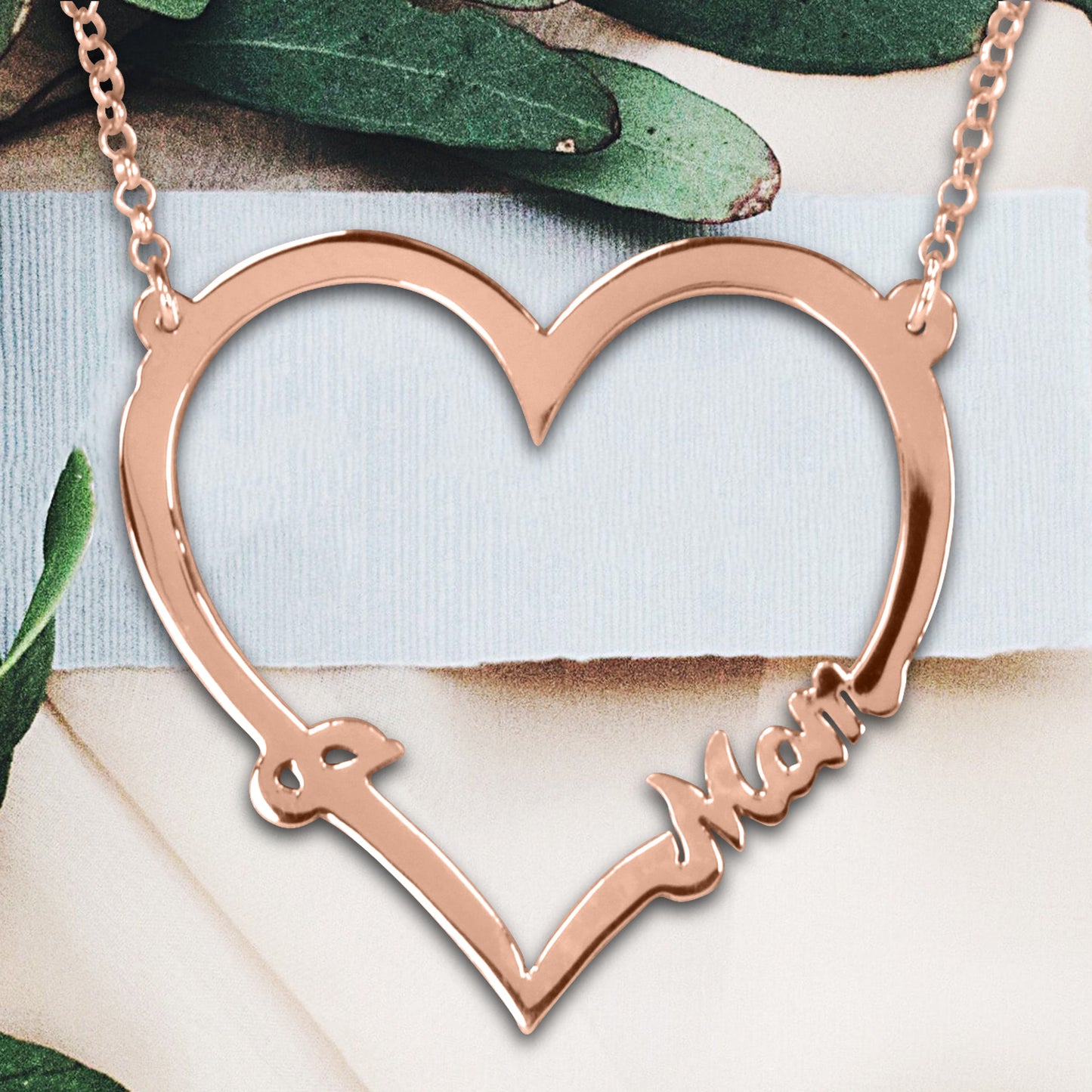 Open Heart "I LOVE MOM" Necklace