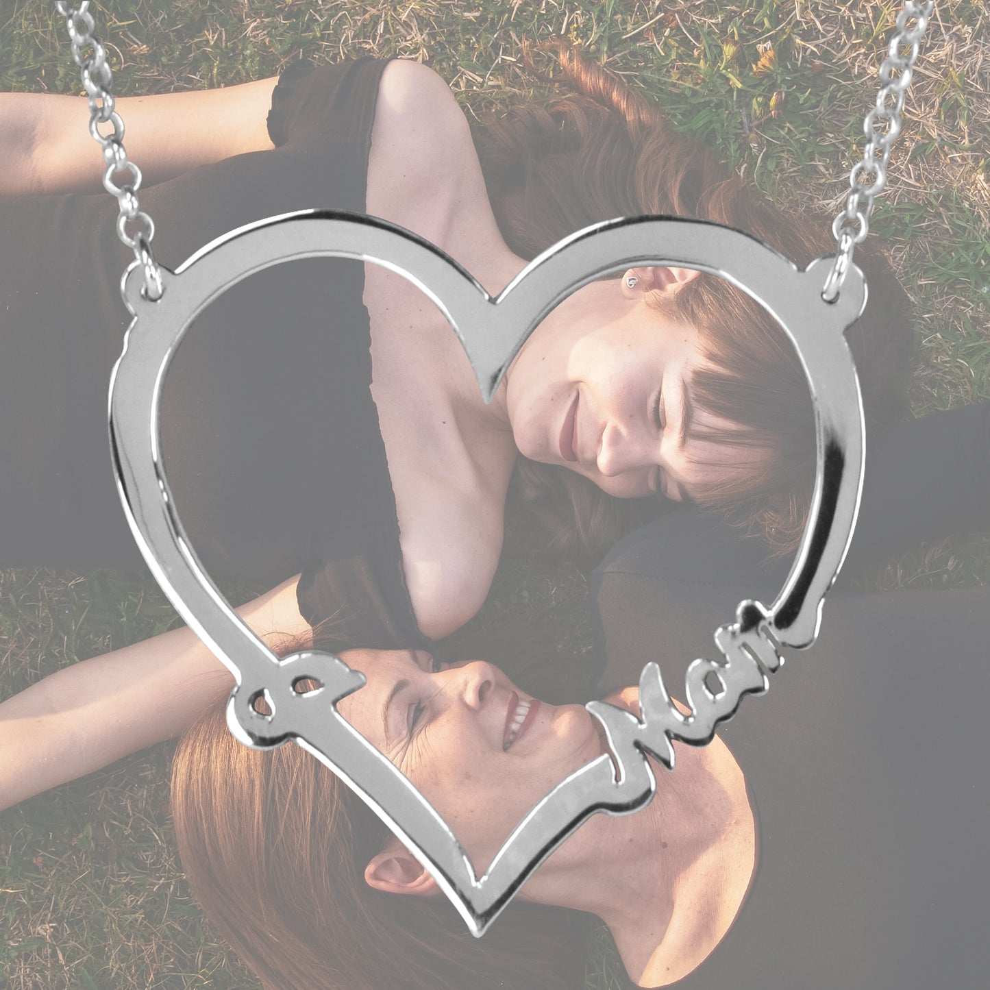 Open Heart "I LOVE MOM" Necklace