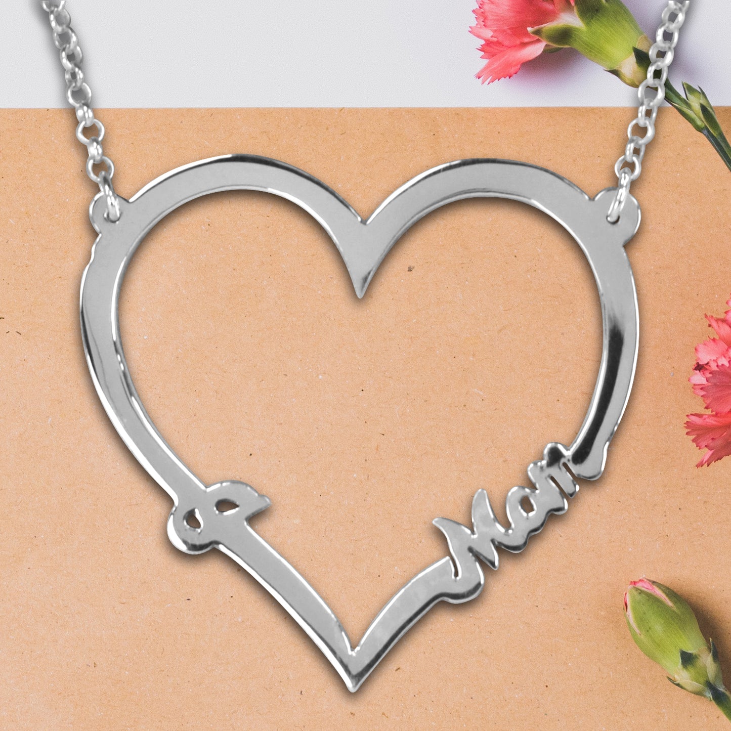 Open Heart "I LOVE MOM" Necklace