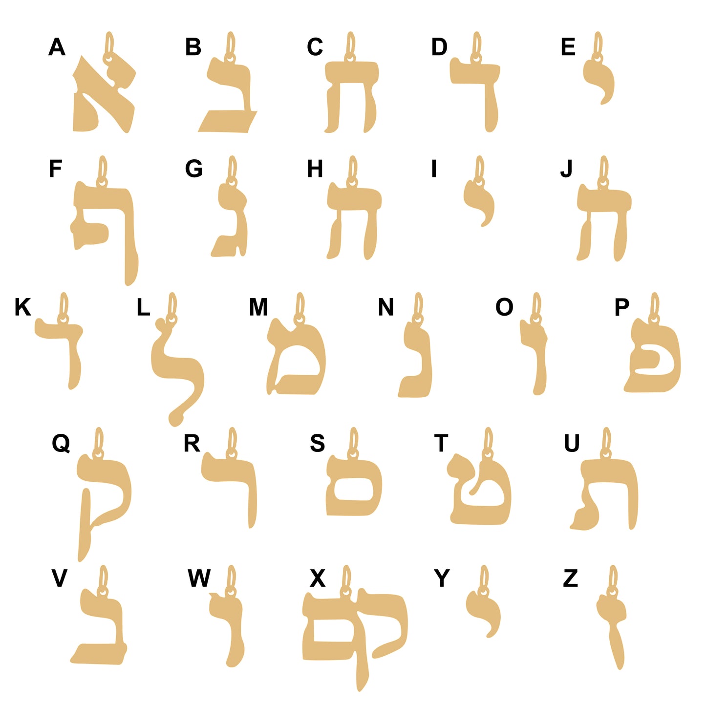 Hebrew Initial Monogram Necklace
