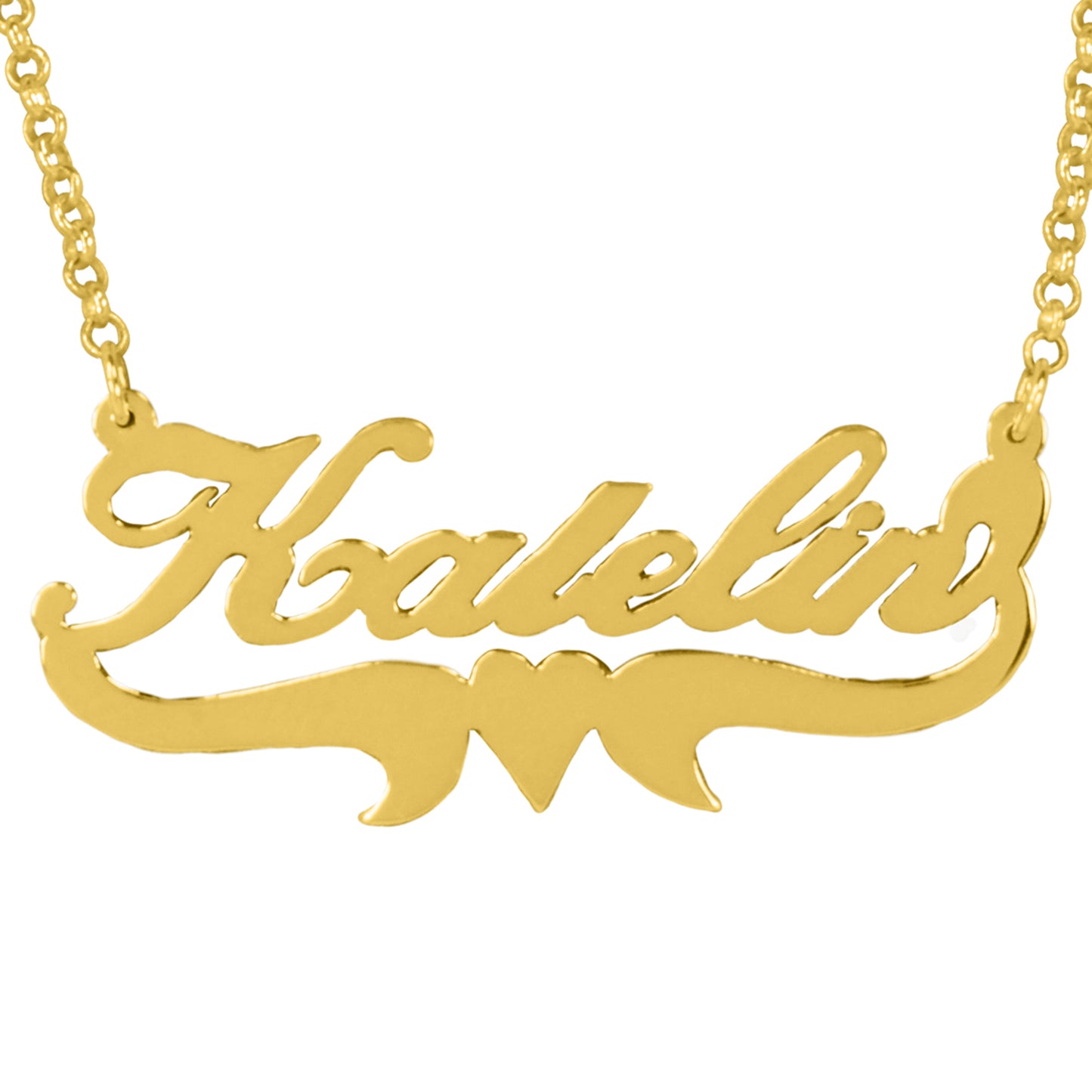 Script Nameplate with Heart in the Tail