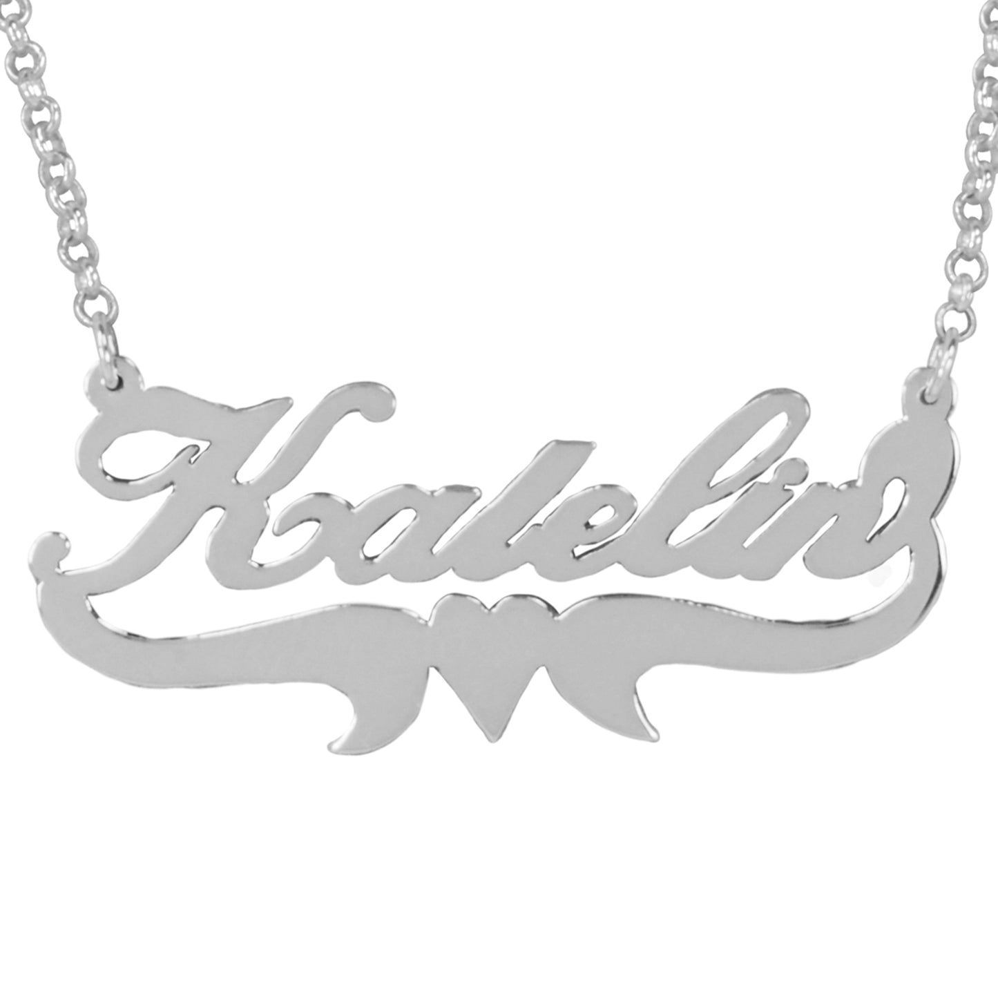 Script Nameplate with Heart in the Tail