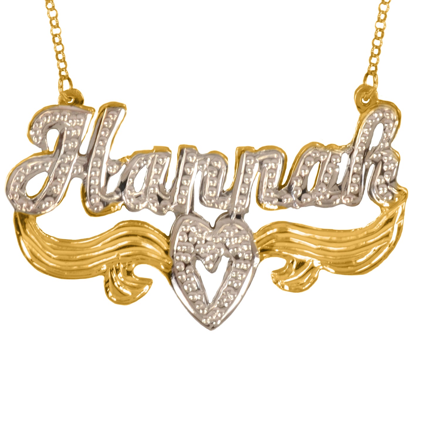 Beaded Personalized Nameplate with Beaded Heart in Tail
