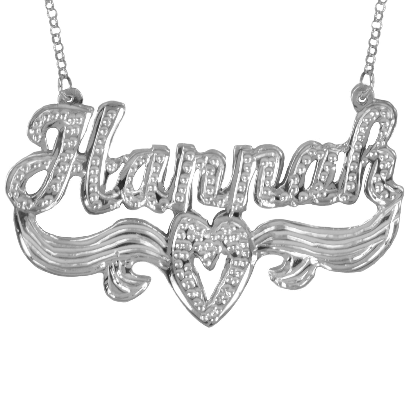Beaded Personalized Nameplate with Beaded Heart in Tail
