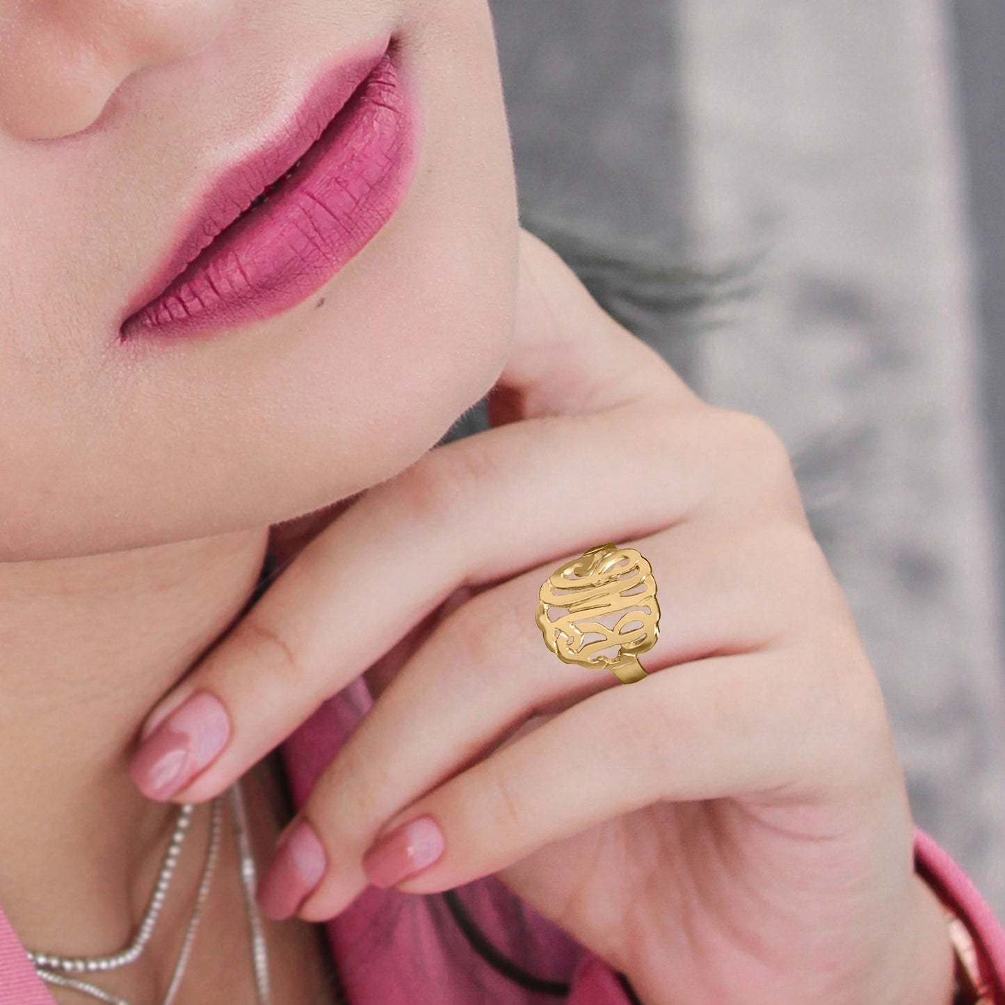 Curved Monogram Ring