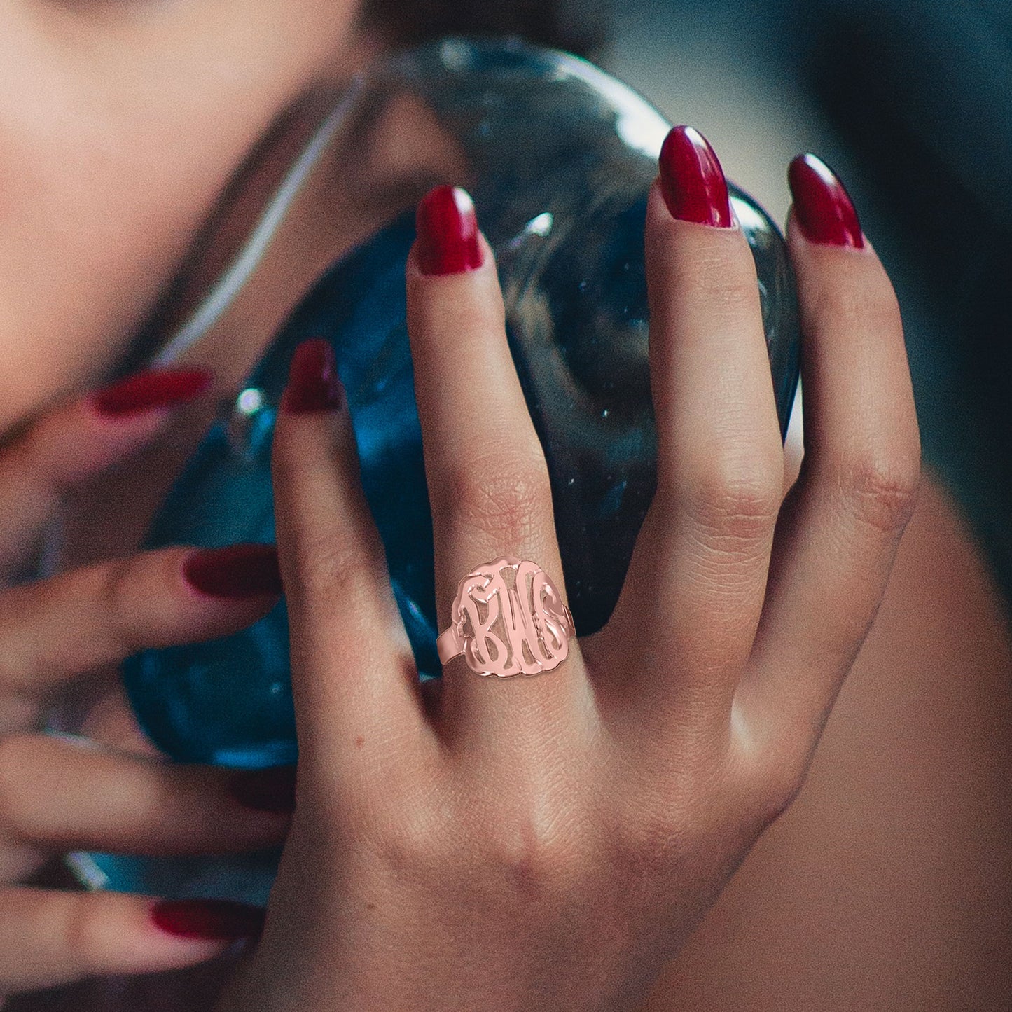 Curved Monogram Ring